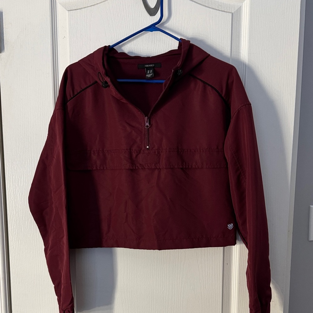 Forever 21 Maroon Half-Zip Hoodie